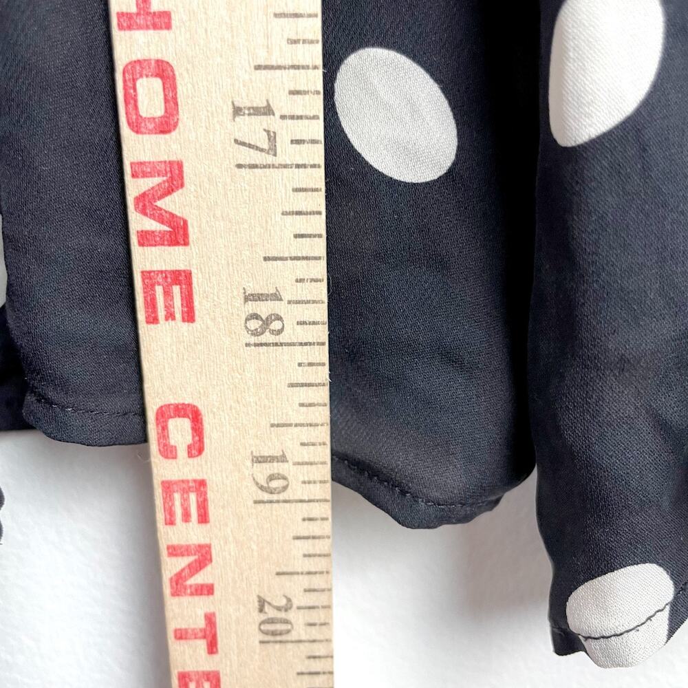 INC Silk Polka Dot Tie Front Blouse Crop Top Sz 8 Timeless Retro Black White - Picture 5 of 5